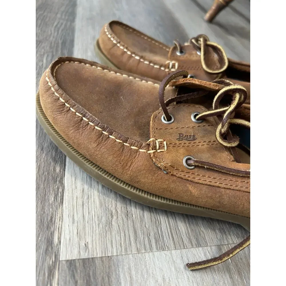G.H. Bass Seafarer Men’s Leather Boat TanBrown ClassicDeck Shoes preppy nautical